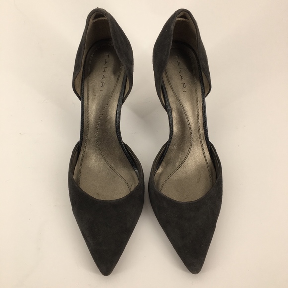 TAHARI Suede Leather Coco D'orsay Pump Size 7.5 - Picture 3 of 7